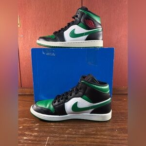Nike Air Jordan 1 Men’s Mid Pine Green Black Sneakers Shoes Size 10.5